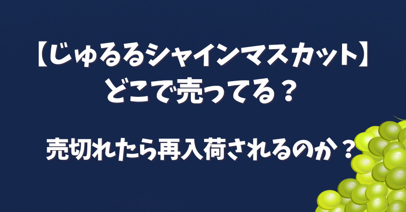 【じゅるるシャインマスカット】どこで売ってる？売切れたら再入荷されるのか？