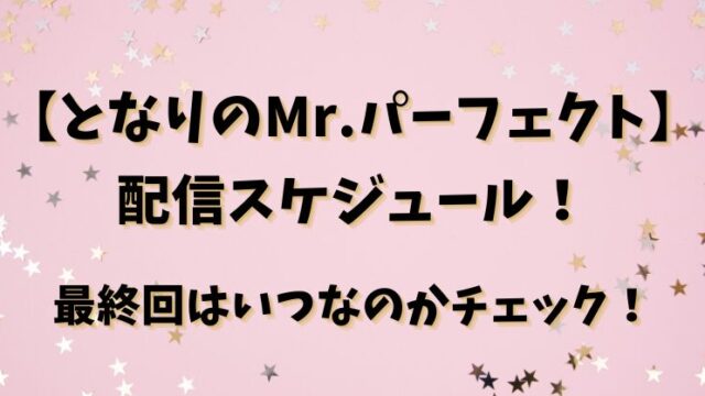 【となりのMr.パーフェクト】配信スケジュール！最終回はいつなのかチェック！