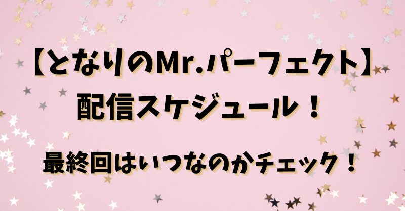 【となりのMr.パーフェクト】配信スケジュール！最終回はいつなのかチェック！