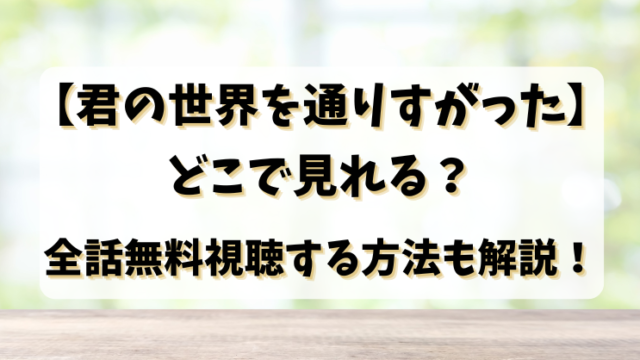 【君の世界を通りすがった】どこで見れる？全話無料視聴する方法も解説！