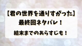 【君の世界を通りすがった】 最終回ネタバレ！ 結末までのあらすじも！